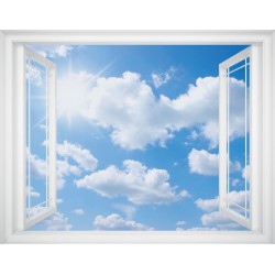 Wallpapers mural window with blue sky - 3 colours Wallpapers mural window with blue sky - 3 colours