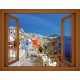 Wallpapers mural panoramic view of Santorini with window - 3 colours