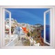 Wallpapers mural panoramic view of Santorini with window - 3 colours