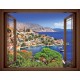 Wallpapers mural window view of greek island - 3 colours
