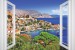 Wallpapers mural window view of greek island - 3 colours