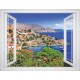 Wallpapers mural window view of greek island - 3 colours