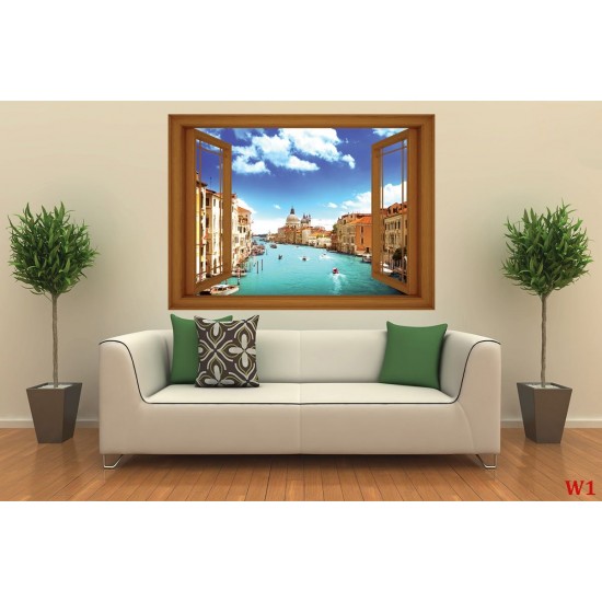Wallpapers mural window view from Venice - 3 colours