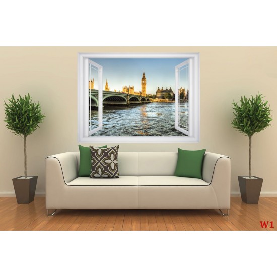 Wallpapers mural window view of London - 3 colours
