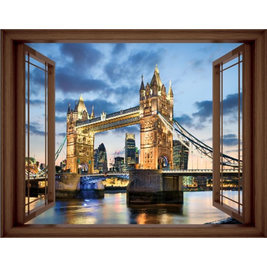 Wallpapers mural window view of London Tower bridge - 3 colours