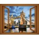 Wallpapers mural window view of London Tower bridge - 3 colours