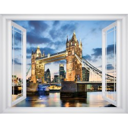 Wallpapers mural window view of London Tower bridge - 3 colours
