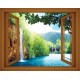 Wallpapers mural window view with waterfall laguna - 3 colours