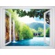 Wallpapers mural window view with waterfall laguna - 3 colours