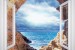 Wallpapers mural window view with sea and cliffs - 3 colours