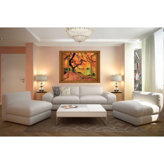 Wallpapers mural window view with beautiful tree - 3 colours