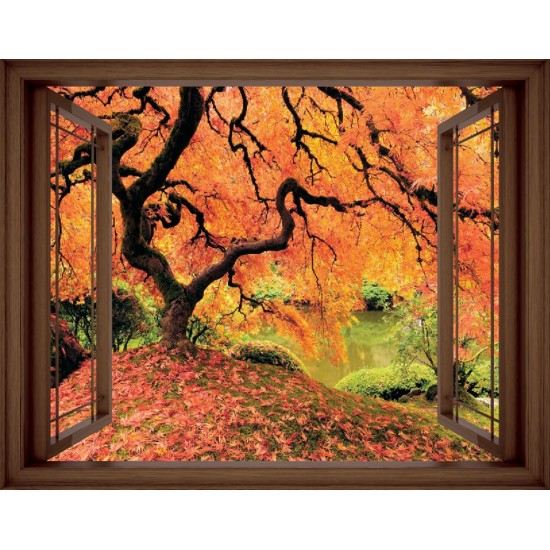 Wallpapers mural window view with beautiful tree - 3 colours