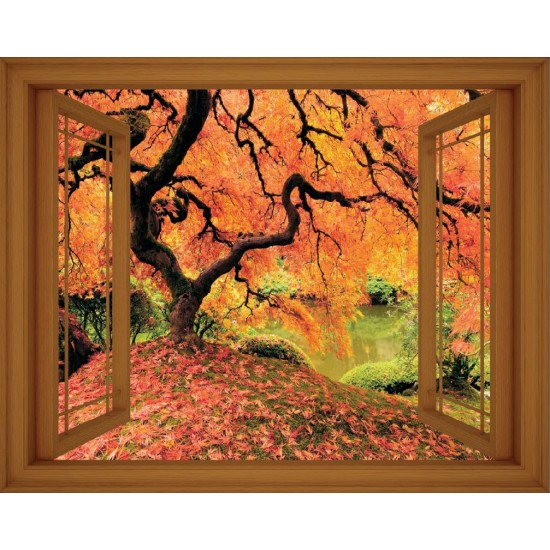 Wallpapers mural window view with beautiful tree - 3 colours