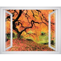 Wallpapers mural window view with beautiful tree - 3 colours