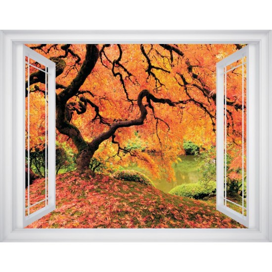 Wallpapers mural window view with beautiful tree - 3 colours