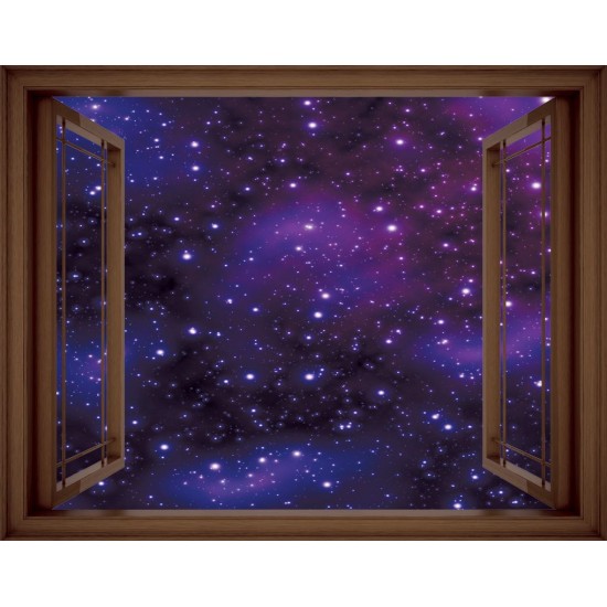 Wallpapers mural window view star sky in 3 colors