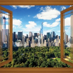 Wallpapers mural small window view of New York Central Park - 3 colors