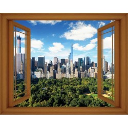 Wallpapers mural small window view of New York Central Park - 3 colors