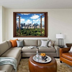 Wallpapers mural small window view of New York Central Park - 3 colors