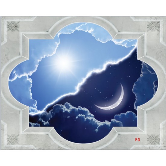 Wallpaper classic frame viwe of night and day sky Wallpaper classic frame viwe of night and day sky