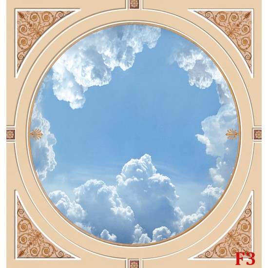 Wallpaper oval ornament for ceiling with sky Wallpaper oval ornament for ceiling with sky