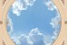 Wallpaper oval ornament for ceiling with sky