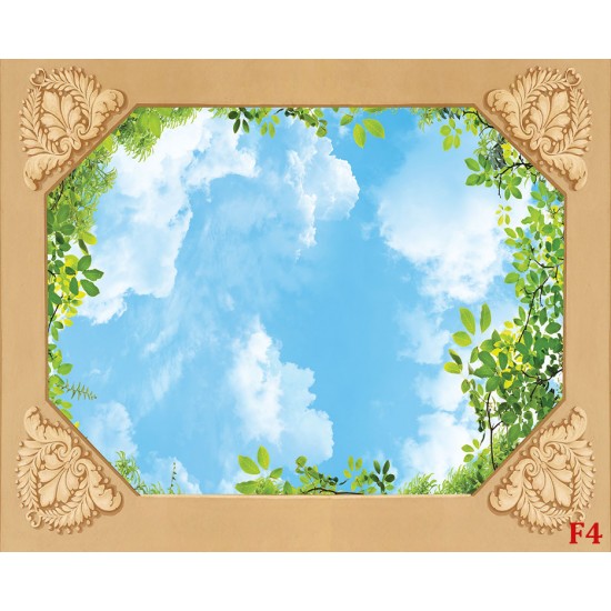 Wallpaper for ceiling with sky and green leaves Wallpaper for ceiling with sky and green leaves
