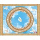 Wallpaper sphere with roses and pigeons sky for ceiling ornaments