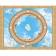 Wallpaper sphere with roses and pigeons sky for ceiling ornaments