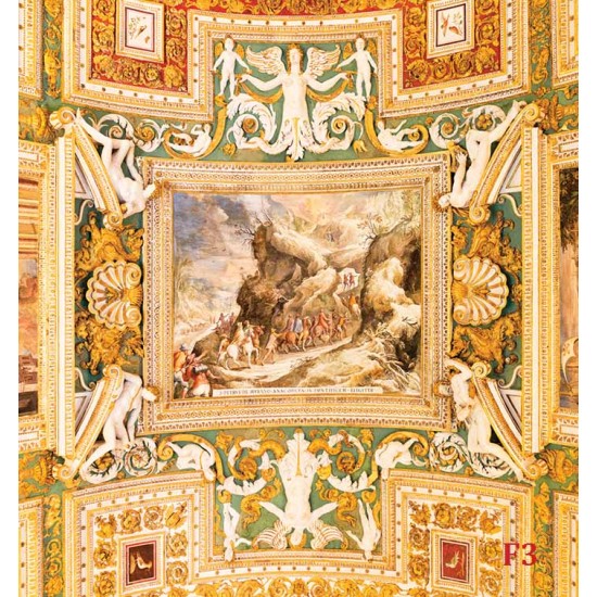 Photo wallpaper painted ceiling old fresco with relief statues Photo wallpaper painted ceiling old fresco with relief statues