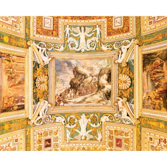 Photo wallpaper painted ceiling old fresco with relief statues Photo wallpaper painted ceiling old fresco with relief statues