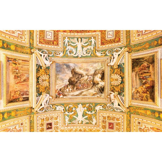Photo wallpaper painted ceiling old fresco with relief statues Photo wallpaper painted ceiling old fresco with relief statues
