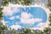 Photo Wallpaper ceiling with 3d effect and oval frame