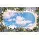 Photo Wallpaper ceiling with 3d effect and oval frame