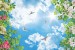 Photo wallpaper sky with pigeons and spring color decoration