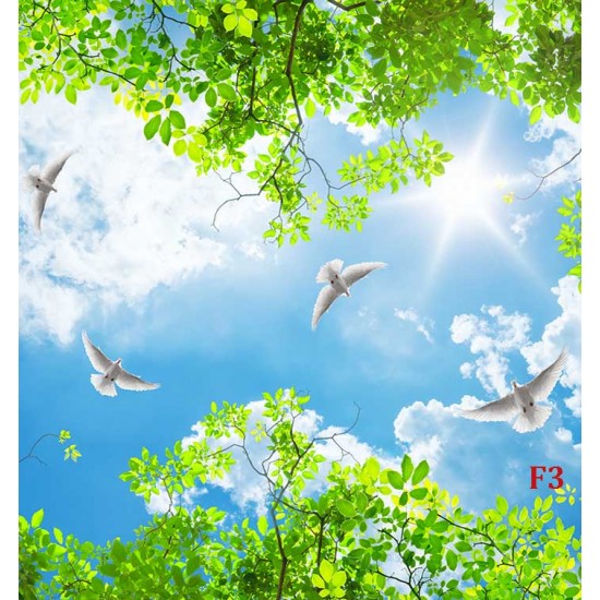 Photo wallpaper for sky ceiling and green twigs Photo wallpaper for sky ceiling and green twigs