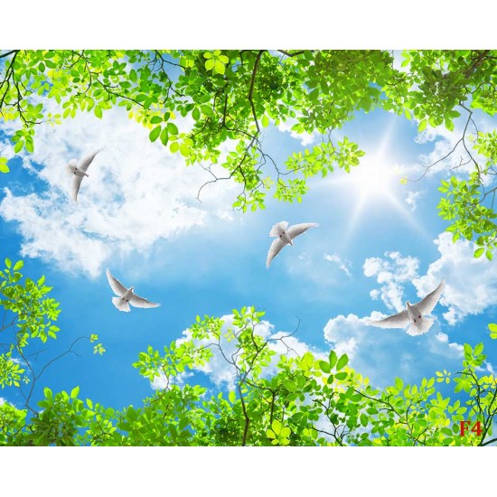 Photo wallpaper for sky ceiling and green twigs Photo wallpaper for sky ceiling and green twigs