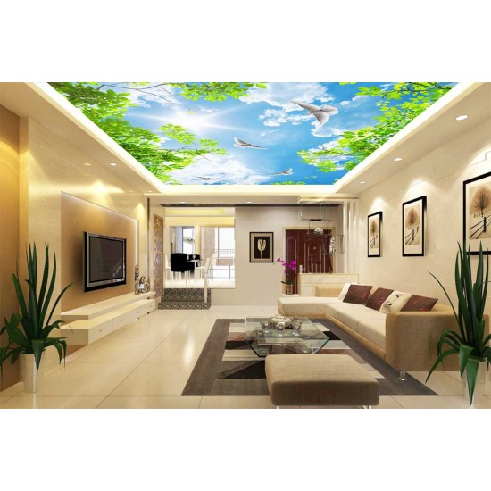 Photo wallpaper for sky ceiling and green twigs Photo wallpaper for sky ceiling and green twigs