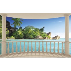 Wall murals seascape with palms from terrace ellipse Wall murals seascape with palms from terrace ellipse