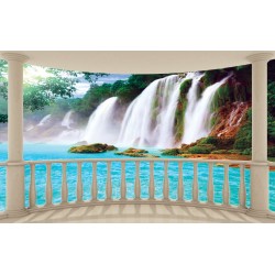 Wall murals view of waterfall from terrace ellipse
