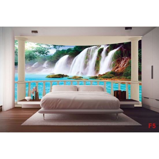 Wall murals view of waterfall from terrace ellipse