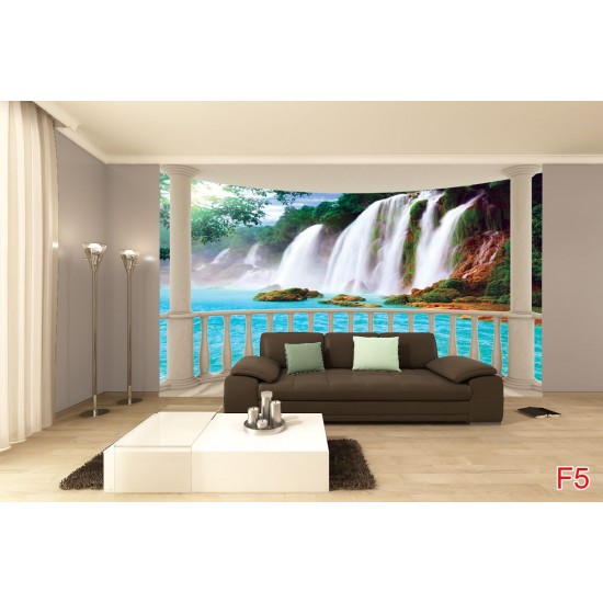 Wall murals view of waterfall from terrace ellipse