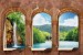 Wallpapers mural waterfall views across antique columns 