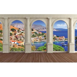 Wallpapers mural view through columns Mediterranean landscape Wallpapers mural view through columns Mediterranean landscape