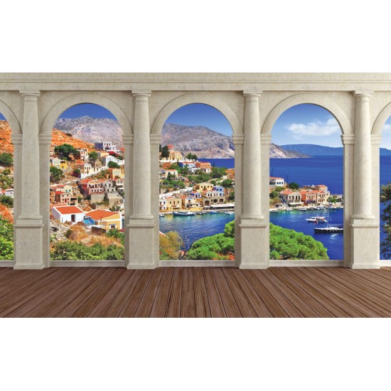 Wallpapers mural view through columns Mediterranean landscape Wallpapers mural view through columns Mediterranean landscape