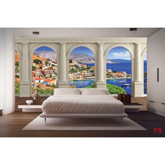 Wallpapers mural view through columns Mediterranean landscape Wallpapers mural view through columns Mediterranean landscape