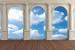 Wallpapers mural view through columns of  sky and clouds