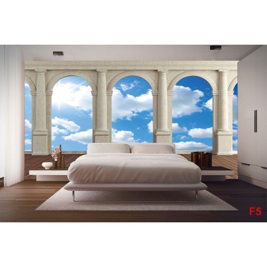 Wallpapers mural view through columns of sky and clouds Wallpapers mural view through columns of sky and clouds