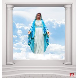 Wall mural statue of Mary in columns