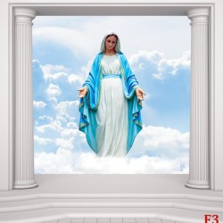 Wall mural statue of Mary in columns